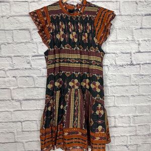 Love the Label Anthropologie Boho Smocked Flutter Sleeve Mini Dress Small